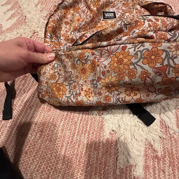 Vans Floral Backpack with Orange and Brown Design. Fall backpack. - Picture 4 of 6